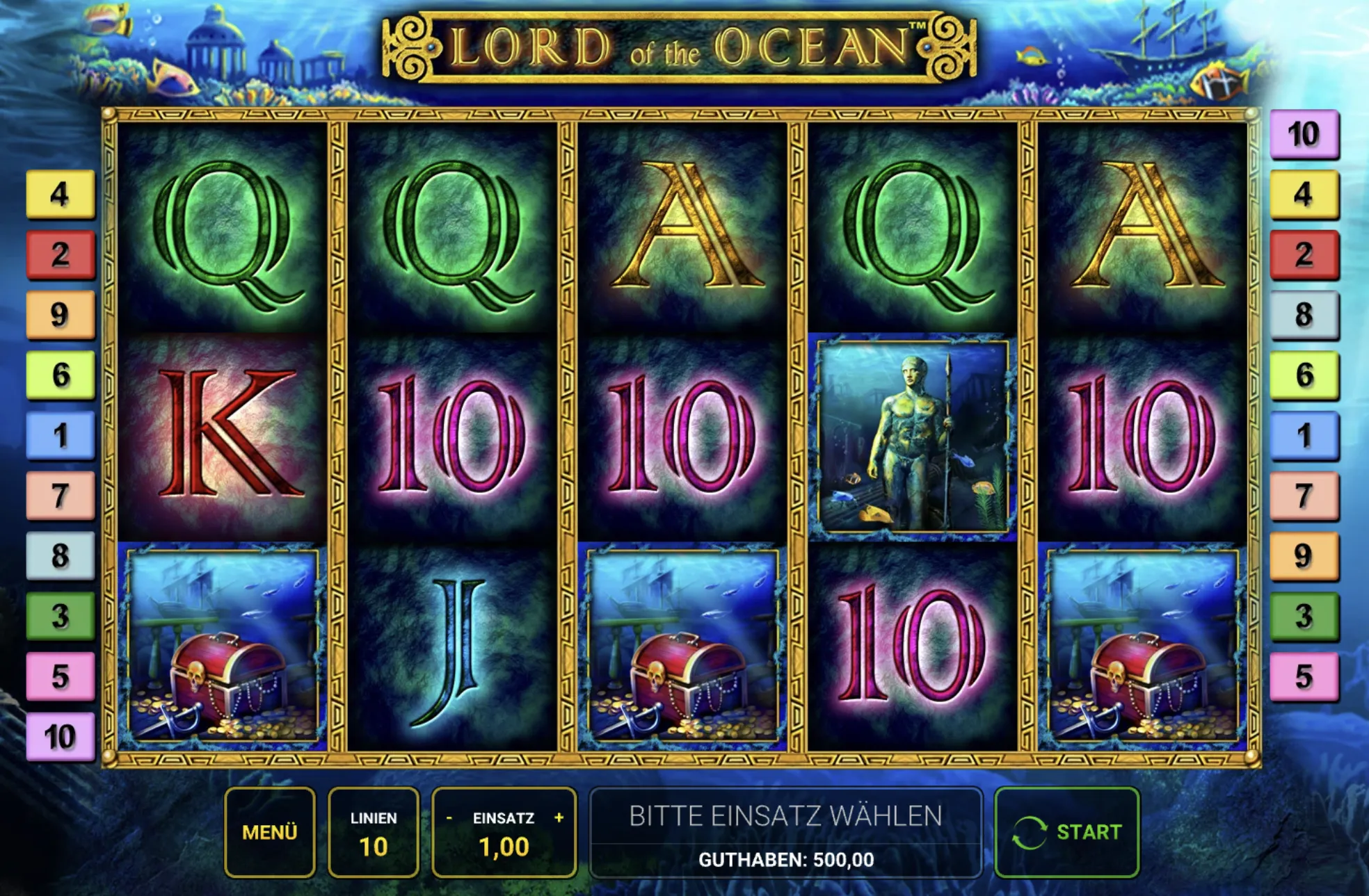 Walzen des Slots Lord of the Ocean